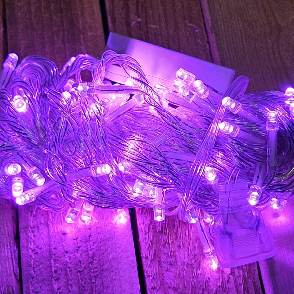 FULLBELL - PURPLE - TRANSPARENT WIRE - 100 LED LIGHTS - 33FT - MULTI-FUNCTION -A
